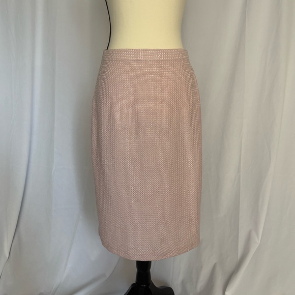 St John Santana Knit Blush Pink Metallic Pencil Skirt Size 8 Classic - Picture 3 of 8